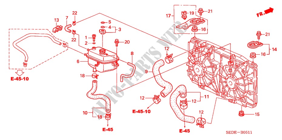 KUEHLERSCHLAUCH/RESERVETANK(DIESEL) für Honda ACCORD TOURER 2.2 SPORT 5 Türen 6 gang-Schaltgetriebe 2006