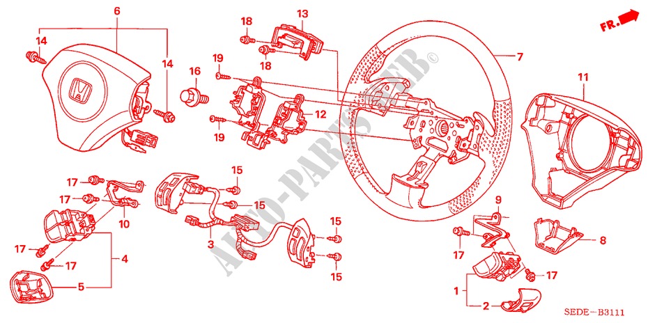 LENKRAD(SRS) (2) für Honda ACCORD TOURER 2.4 EXECUTIVE 5 Türen 5 gang automatikgetriebe 2007