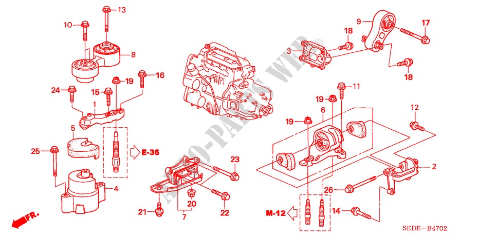 MOTORBEFESTIGUNGEN(DIESEL) für Honda ACCORD TOURER 2.2 SPORT 5 Türen 6 gang-Schaltgetriebe 2006