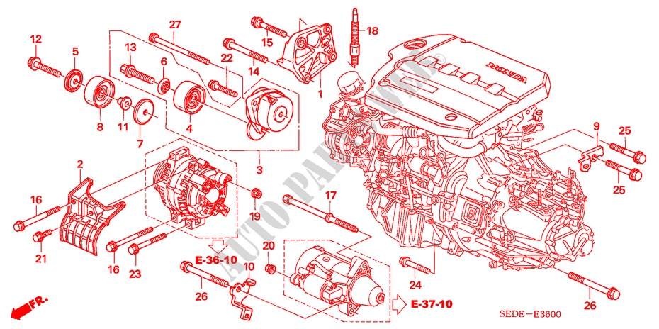MOTORHALTERUNG (DIESEL) für Honda ACCORD TOURER 2.2 EXECUTIVE 5 Türen 6 gang-Schaltgetriebe 2006