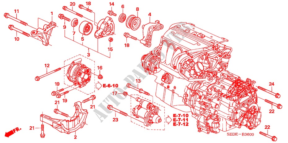 MOTORHALTERUNG für Honda ACCORD TOURER 2.4 EXECUTIVE 5 Türen 6 gang-Schaltgetriebe 2006