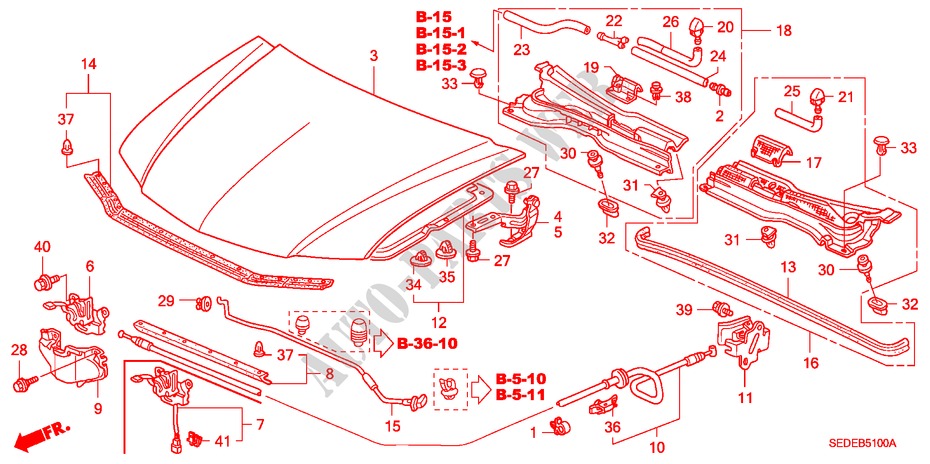 MOTORHAUBE(LH) für Honda ACCORD TOURER 2.2 SPORT 5 Türen 6 gang-Schaltgetriebe 2007