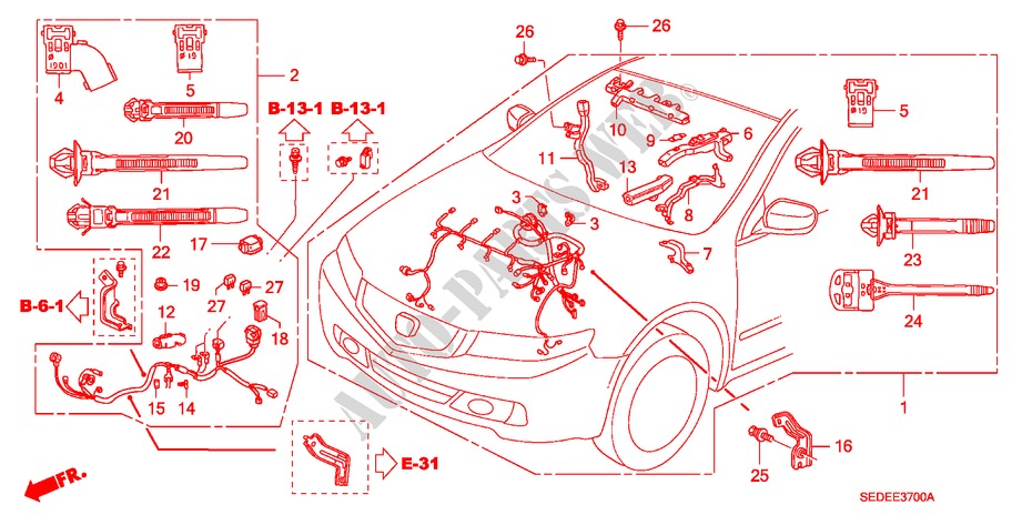 MOTORKABELBAUM(LH) (DIESEL) für Honda ACCORD TOURER 2.2 EXECUTIVE 5 Türen 6 gang-Schaltgetriebe 2008