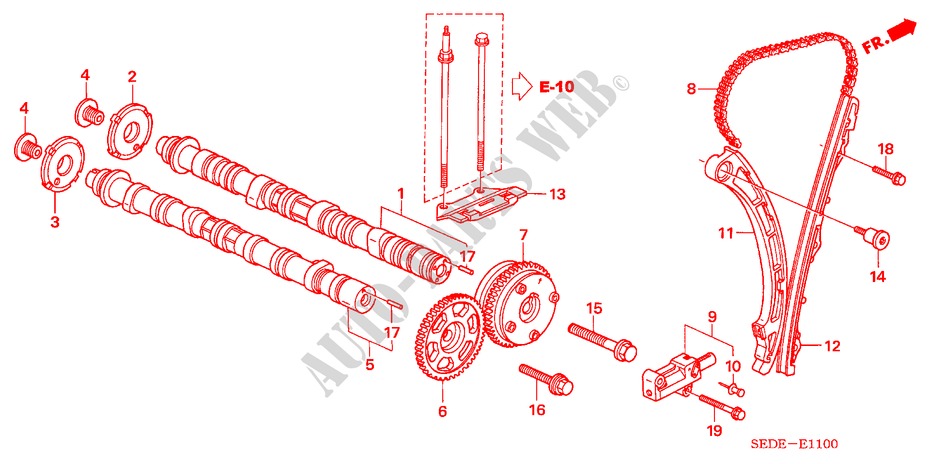 NOCKENWELLE/NOCKENWELLENKETTE(2.0L) für Honda ACCORD TOURER 2.0 SPORT 5 Türen 5 gang-Schaltgetriebe 2007