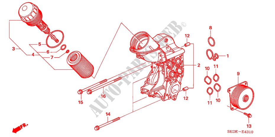 OELFILTERGEHAEUSE(DIESEL) für Honda ACCORD TOURER 2.2 SPORT 5 Türen 6 gang-Schaltgetriebe 2007