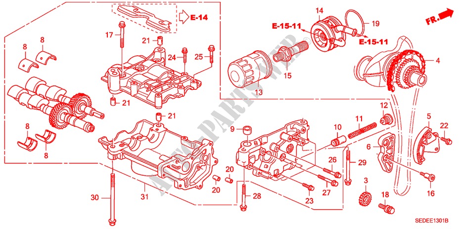 OELPUMPE(2.4L) für Honda ACCORD TOURER 2.4 TYPE S 5 Türen 6 gang-Schaltgetriebe 2007