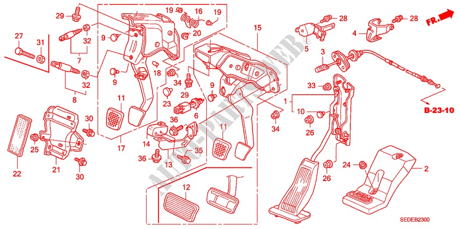 PEDAL(LH) für Honda ACCORD TOURER 2.2 SPORT 5 Türen 6 gang-Schaltgetriebe 2006