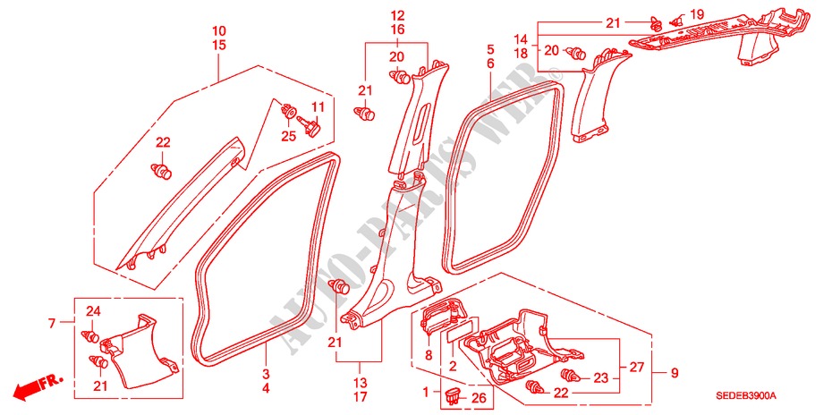 SAEULENZIERSTUECK(LH) für Honda ACCORD TOURER 2.0 SPORT 5 Türen 5 gang-Schaltgetriebe 2007
