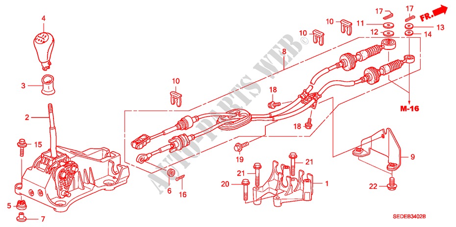 SCHALTHEBEL(DIESEL) (LH) für Honda ACCORD TOURER 2.2 SPORT 5 Türen 6 gang-Schaltgetriebe 2006