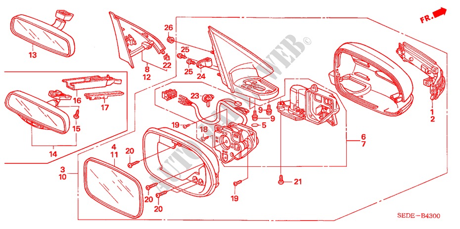 SPIEGEL für Honda ACCORD TOURER 2.4 TYPE S 5 Türen 6 gang-Schaltgetriebe 2007