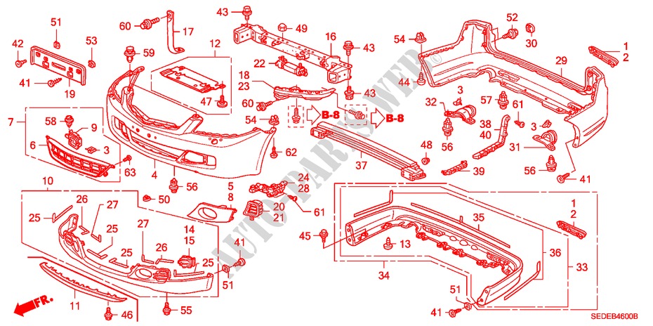STOSSFAENGER für Honda ACCORD TOURER 2.2 SPORT 5 Türen 6 gang-Schaltgetriebe 2006