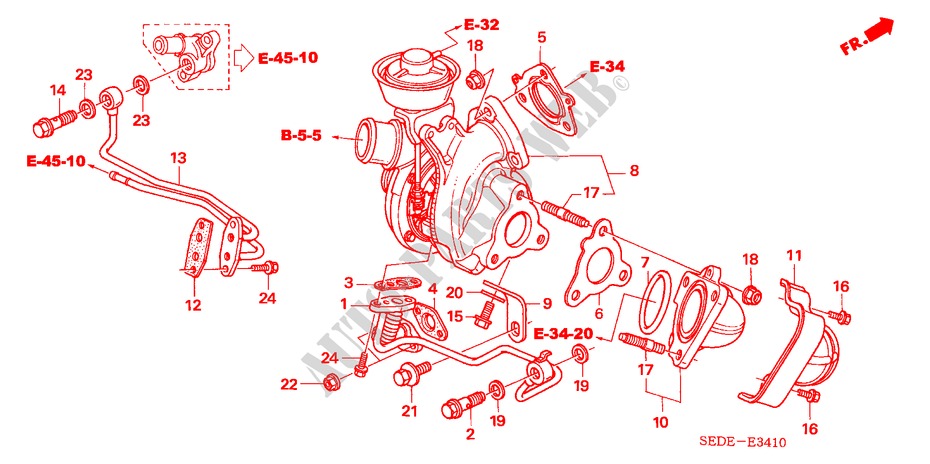 TURBOLADER(DIESEL) für Honda ACCORD TOURER 2.2 SPORT 5 Türen 6 gang-Schaltgetriebe 2007