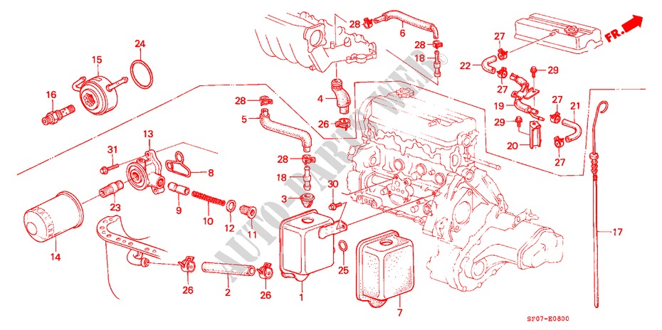 ENTLUEFTUNGSKAMMER/ OELFILTER für Honda PRELUDE EX 2 Türen 4 gang automatikgetriebe 1985