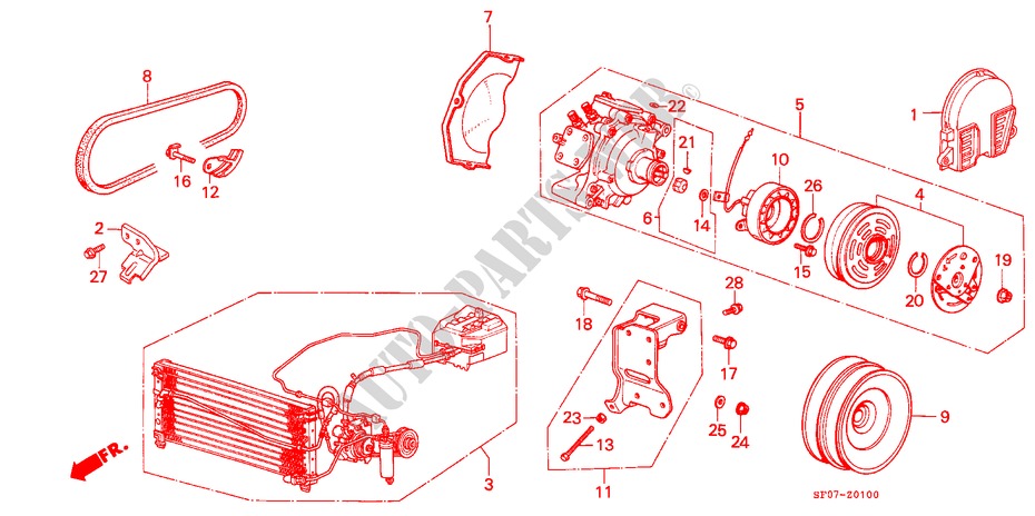 KLIMAANLAGE (KOMPRESSOR) für Honda PRELUDE EX 2 Türen 5 gang-Schaltgetriebe 1987