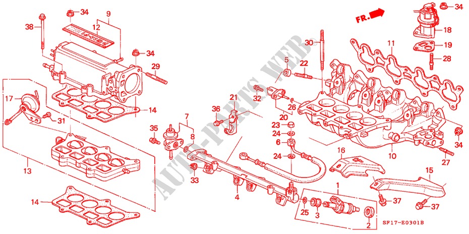 ANSAUGKRUEMMER(2) (PGM FI) für Honda PRELUDE 2.0I-16 4WS 2 Türen 4 gang automatikgetriebe 1990
