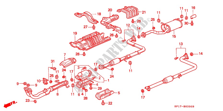 AUSPUFFROHR für Honda PRELUDE 2.0I-16 4WS 2 Türen 4 gang automatikgetriebe 1990