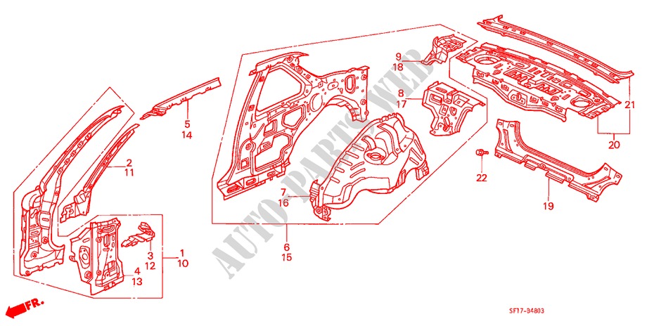 GEHAEUSESTRUKTUR(4) für Honda PRELUDE 2.0I-16 4WS 2 Türen 4 gang automatikgetriebe 1990
