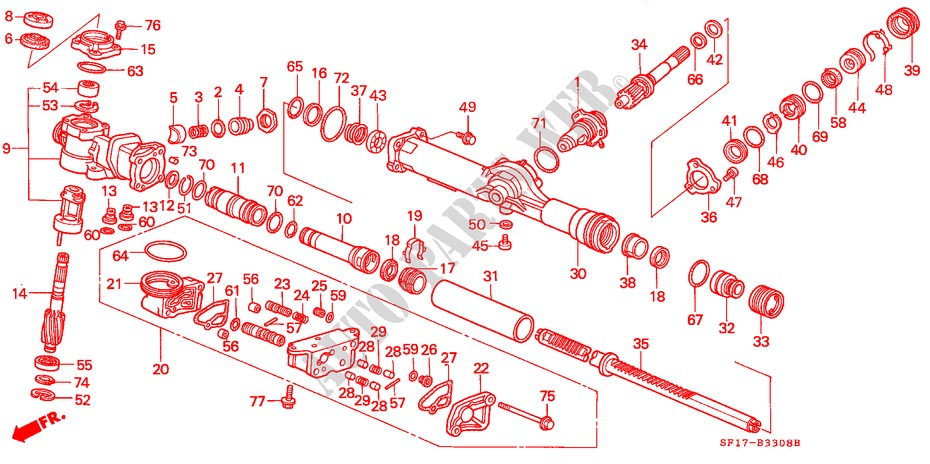 GETRIEBE, SERVOLENKUNG(4WS)(2) für Honda PRELUDE 2.0I-16 4WS 2 Türen 5 gang-Schaltgetriebe 1990