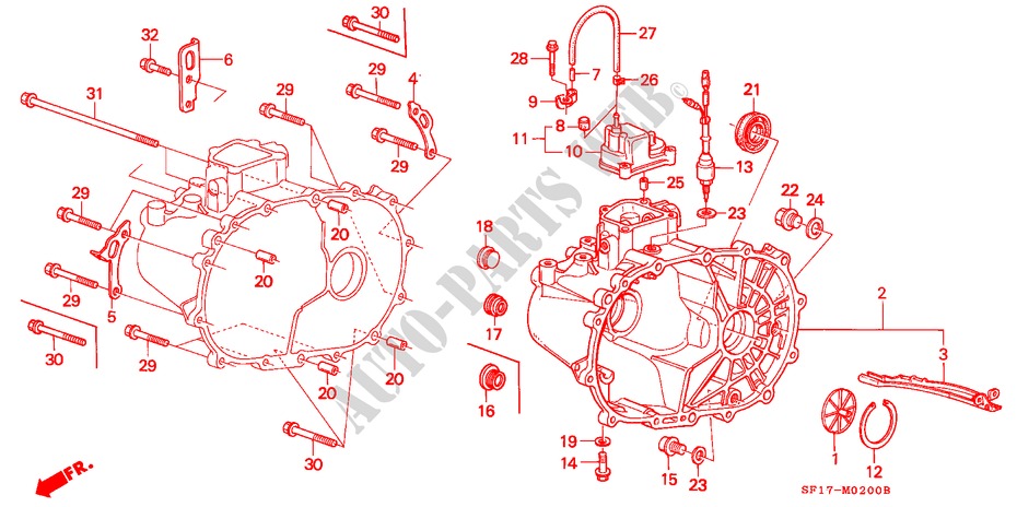 GETRIEBEGEHAEUSE für Honda PRELUDE 2.0I-16 4WS 2 Türen 5 gang-Schaltgetriebe 1990