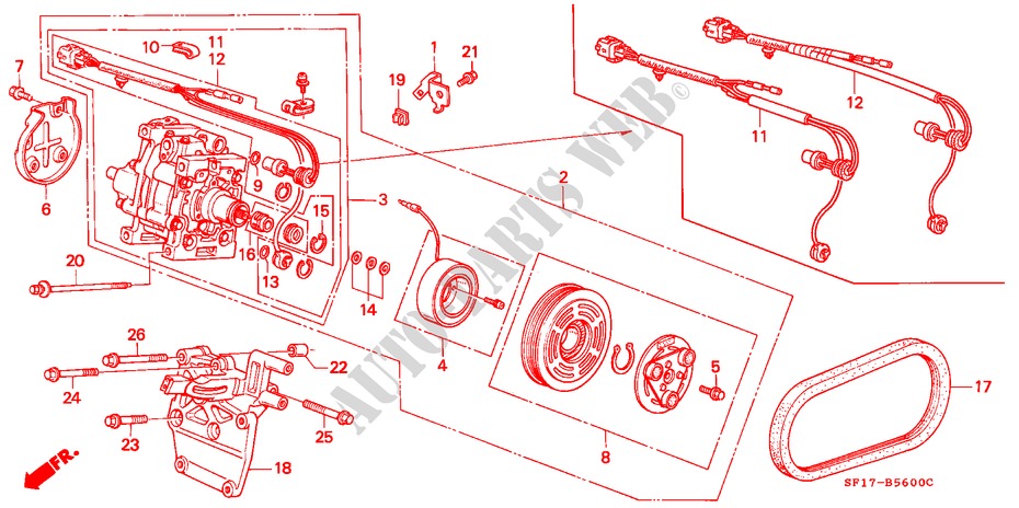 KLIMAANLAGE (KOMPRESSOR) für Honda PRELUDE 2.0I-16 4WS 2 Türen 4 gang automatikgetriebe 1988
