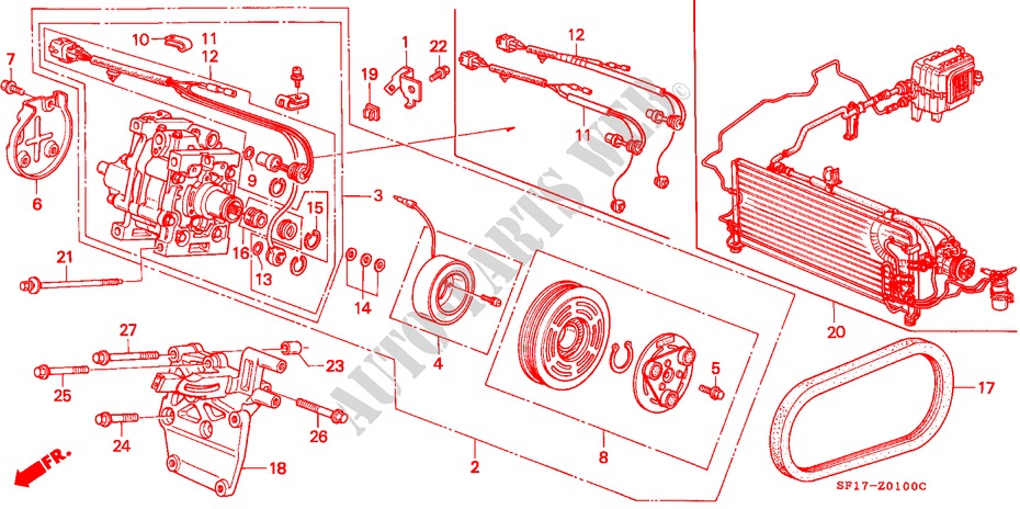 KLIMAANLAGE (KOMPRESSOR) für Honda PRELUDE 2.0I-16 2 Türen 5 gang-Schaltgetriebe 1988