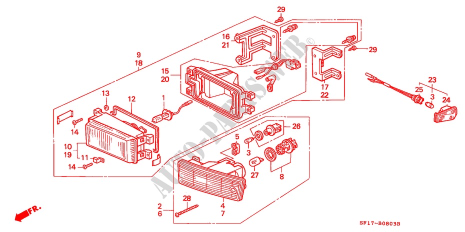 KOMBINATIONSLEUCHTE (2) für Honda PRELUDE 2.0I-16 4WS 2 Türen 4 gang automatikgetriebe 1990