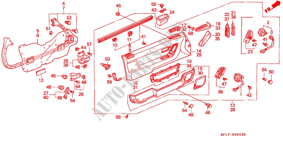 TUERVERKLEIDUNG(2) für Honda PRELUDE 2.0I-16 4WS 2 Türen 4 gang automatikgetriebe 1990