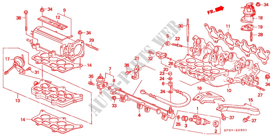 ANSAUGKRUEMMER(2) (PGM FI) für Honda PRELUDE 2.0I-16 4WS 2 Türen 5 gang-Schaltgetriebe 1991