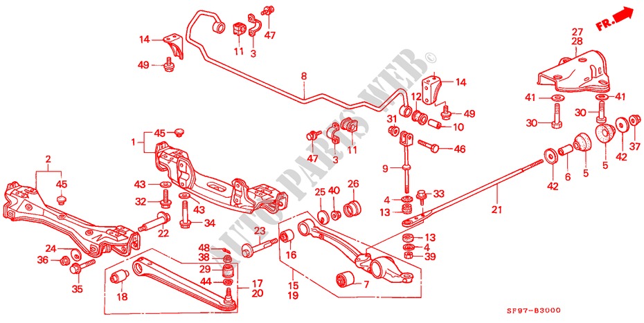 HINTEN STABILISATOR/HINTEN UNTERER ARM für Honda PRELUDE 2.0I-16 2 Türen 5 gang-Schaltgetriebe 1991