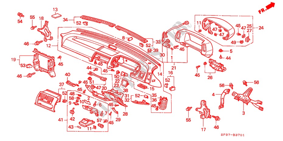 INSTRUMENTENBRETT(2) für Honda PRELUDE 2.0I-16 2 Türen 5 gang-Schaltgetriebe 1991