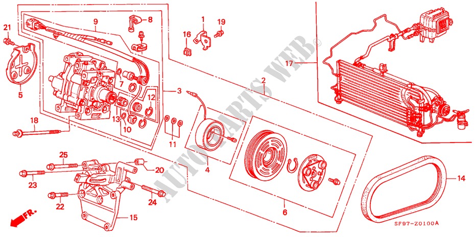 KLIMAANLAGE (KOMPRESSOR) für Honda PRELUDE 2.0I-16 4WS 2 Türen 4 gang automatikgetriebe 1991
