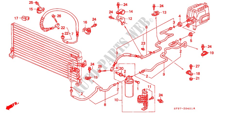 KLIMAANLAGE (SCHLAEUCHE/LEITUNGEN)(2) für Honda PRELUDE 2.0I-16 2 Türen 5 gang-Schaltgetriebe 1991