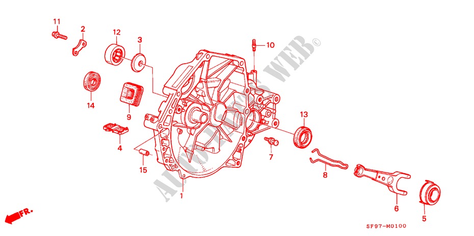 KUPPLUNGSGEHAEUSE für Honda PRELUDE 2.0I-16 4WS 2 Türen 5 gang-Schaltgetriebe 1991