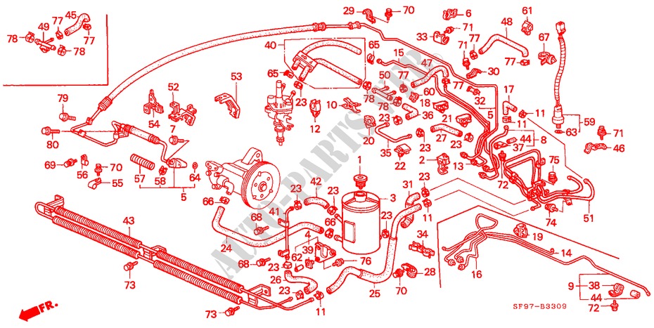 SERVOLENKLEITUNG für Honda PRELUDE 2.0EX 2 Türen 5 gang-Schaltgetriebe 1991
