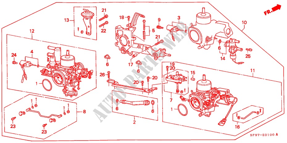 VERGASER(1) für Honda PRELUDE 2.0EX 2 Türen 5 gang-Schaltgetriebe 1991