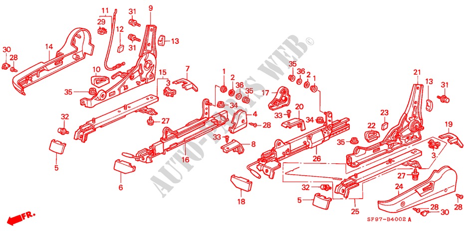 VORNE SITZKOMPONENTEN(1) für Honda PRELUDE 2.0EX 2 Türen 5 gang-Schaltgetriebe 1991