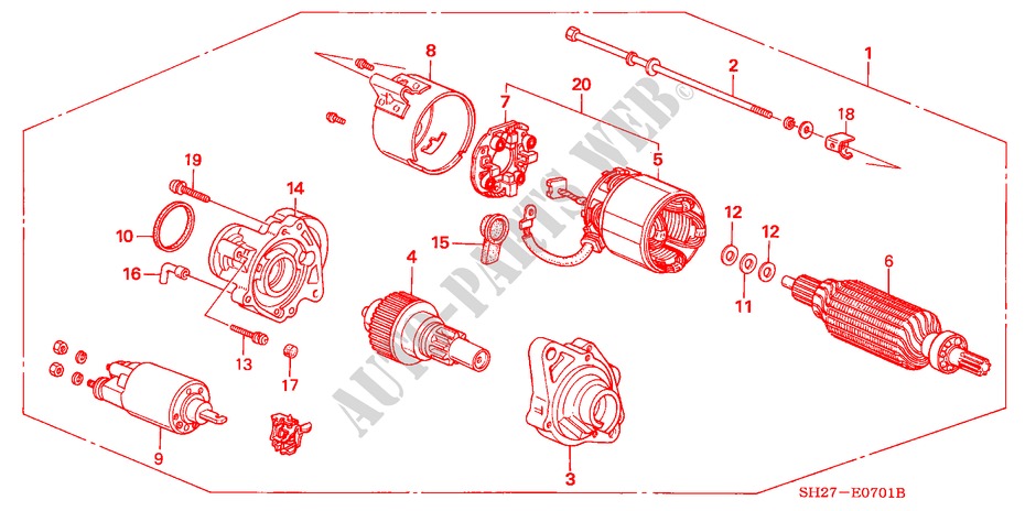 ANLASSER(MITSUBA) für Honda CIVIC CRX 1.6I-16 3 Türen 5 gang-Schaltgetriebe 1989