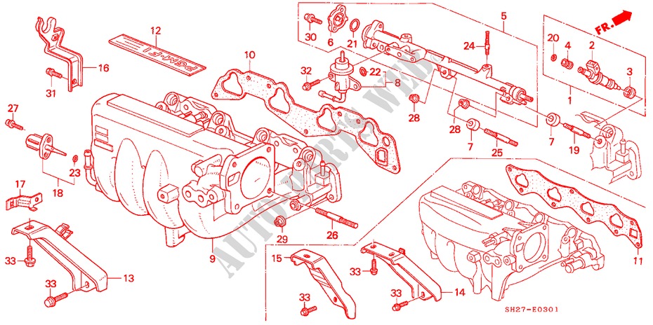 ANSAUGKRUEMMER(PGM FI) für Honda CIVIC CRX 1.6I-16 3 Türen 5 gang-Schaltgetriebe 1989