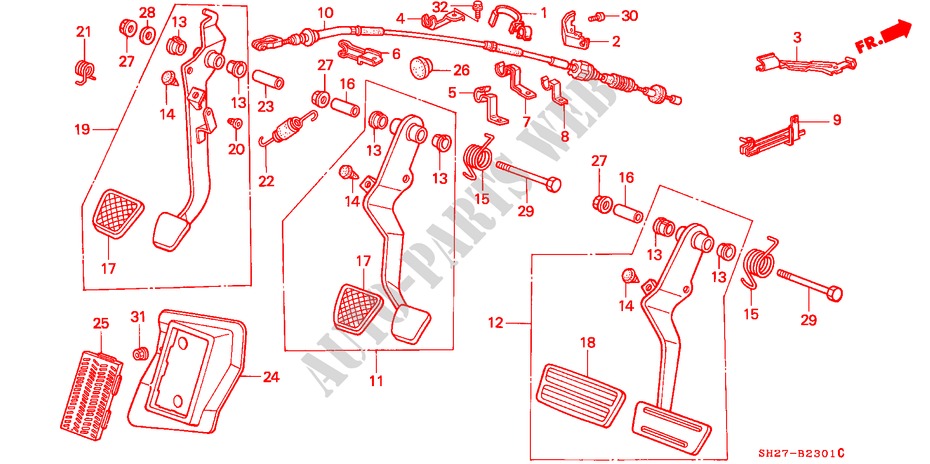 BREMSPEDAL/KUPPLUNGSPEDAL(LH) für Honda CIVIC CRX 1.6I-16 3 Türen 5 gang-Schaltgetriebe 1989