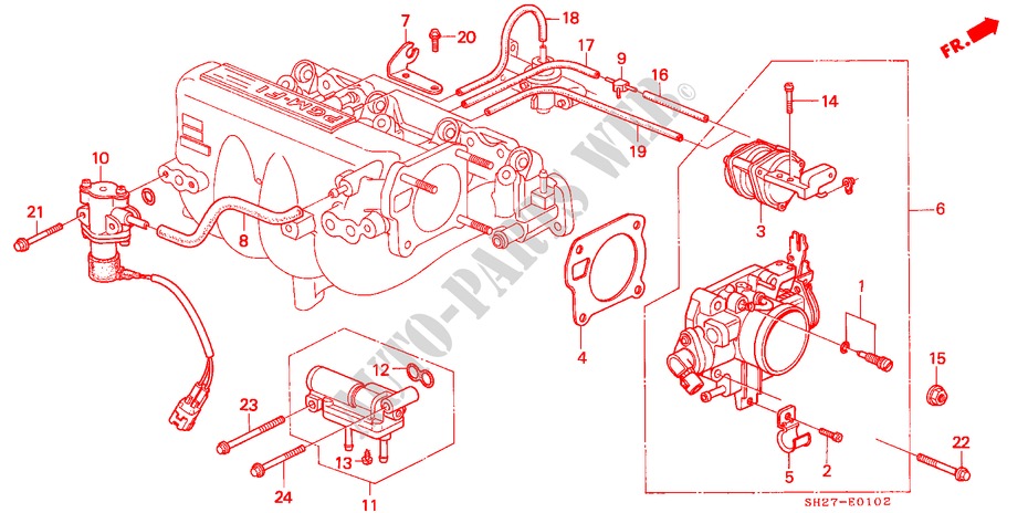 DROSSELKLAPPENGEHAEUSE(PGM FI) für Honda CIVIC CRX 1.6I-16 3 Türen 5 gang-Schaltgetriebe 1989