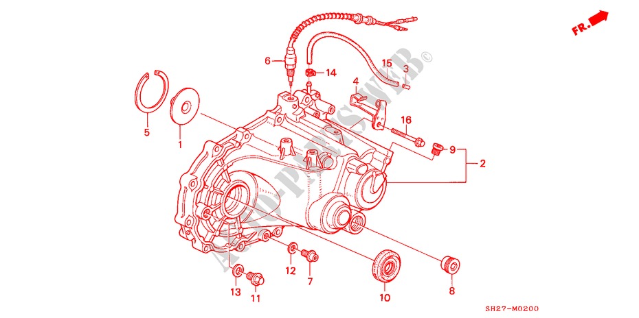 GETRIEBEGEHAEUSE für Honda CIVIC CRX 1.6I-16 3 Türen 5 gang-Schaltgetriebe 1989