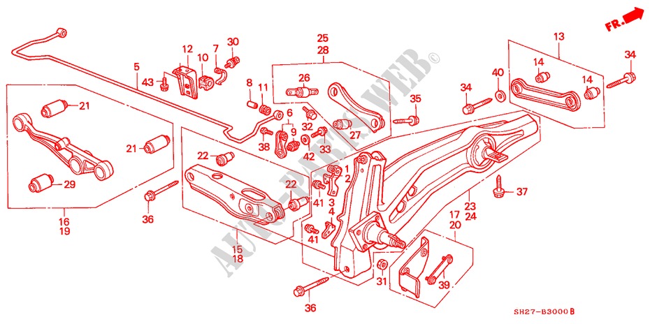 HINTEN STABILISATOR/HINTEN UNTERER ARM für Honda CIVIC CRX 1.6I-16 3 Türen 5 gang-Schaltgetriebe 1989