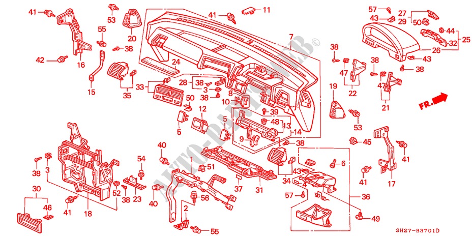 INSTRUMENTENBRETT(RH) für Honda CIVIC CRX 1.6I-VT 3 Türen 5 gang-Schaltgetriebe 1990