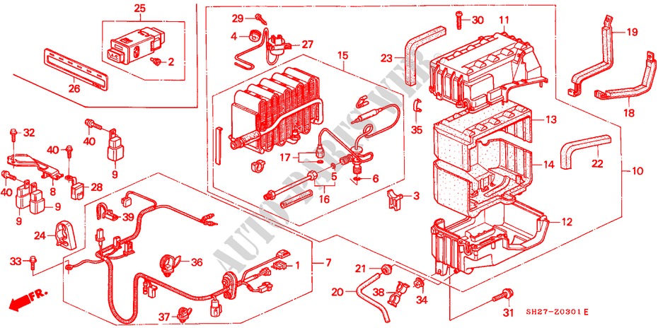 KLIMAANLAGE(EINHEIT) (RH)(1) für Honda CIVIC CRX 1.6I-16 3 Türen 5 gang-Schaltgetriebe 1991