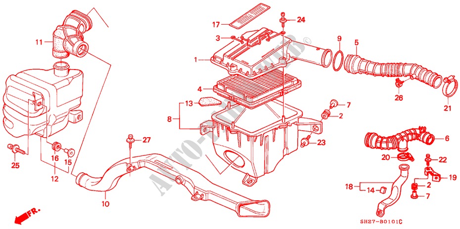 LUFTFILTER(PGM FI) für Honda CIVIC CRX 1.6I-16 3 Türen 5 gang-Schaltgetriebe 1990