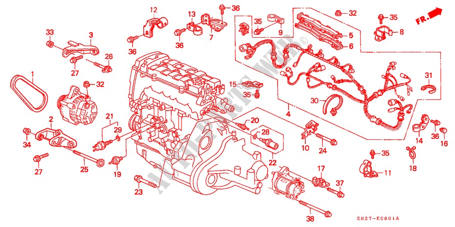 MOTORHILFSKABEL/KLAMMER (VTEC) für Honda CIVIC CRX 1.6I-VT 3 Türen 5 gang-Schaltgetriebe 1990