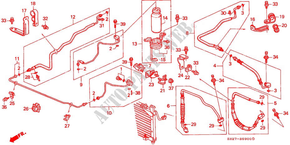 SCHLAEUCHE/LEITUNGEN(LH) für Honda CIVIC CRX 1.6I-16 3 Türen 5 gang-Schaltgetriebe 1989