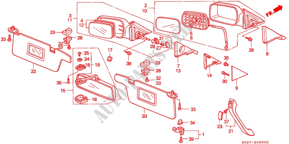 SPIEGEL/SCHIEBEDACH für Honda CIVIC CRX 1.6I-16 3 Türen 5 gang-Schaltgetriebe 1990
