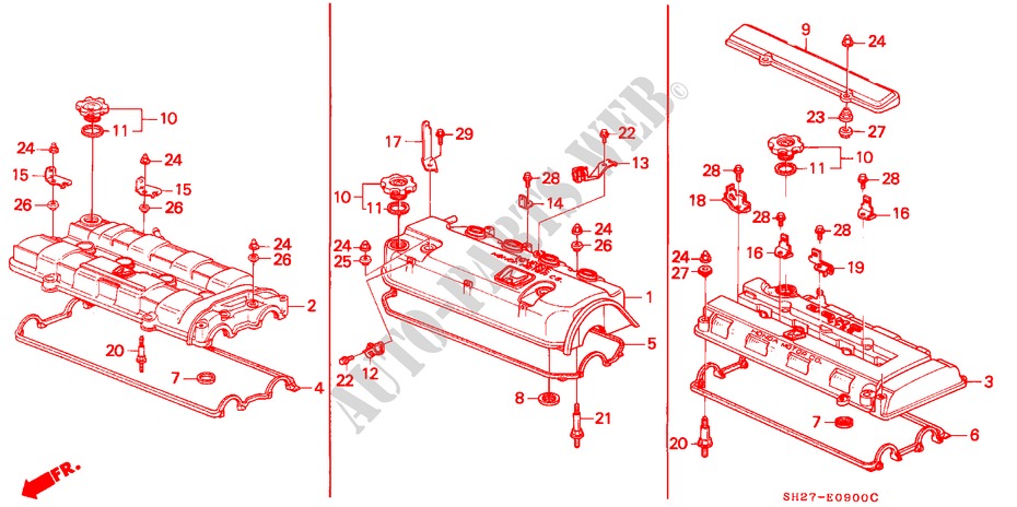 ZYLINDERKOPFDECKEL für Honda CIVIC CRX 1.6I-16 3 Türen 5 gang-Schaltgetriebe 1990
