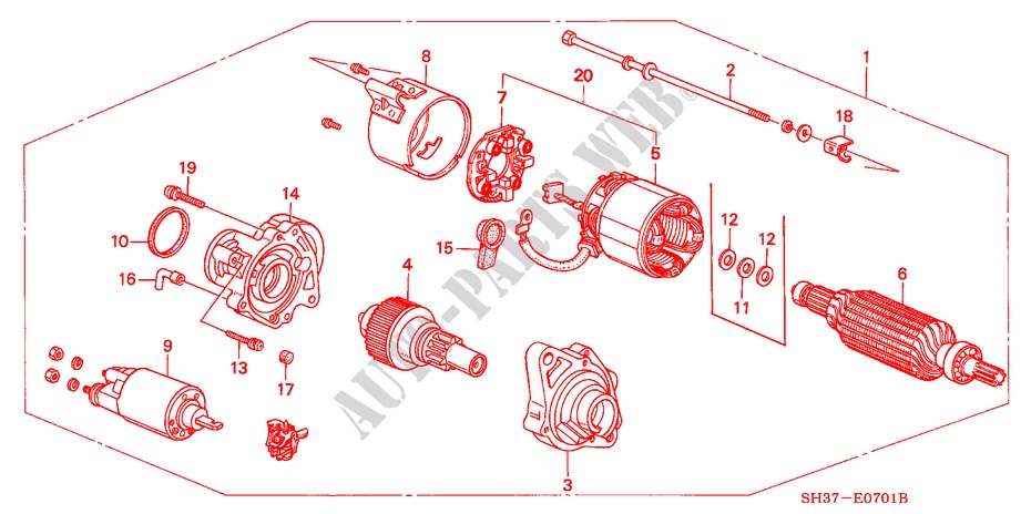 ANLASSER(MITSUBA) für Honda CIVIC 1.6I-VT 3 Türen 5 gang-Schaltgetriebe 1991